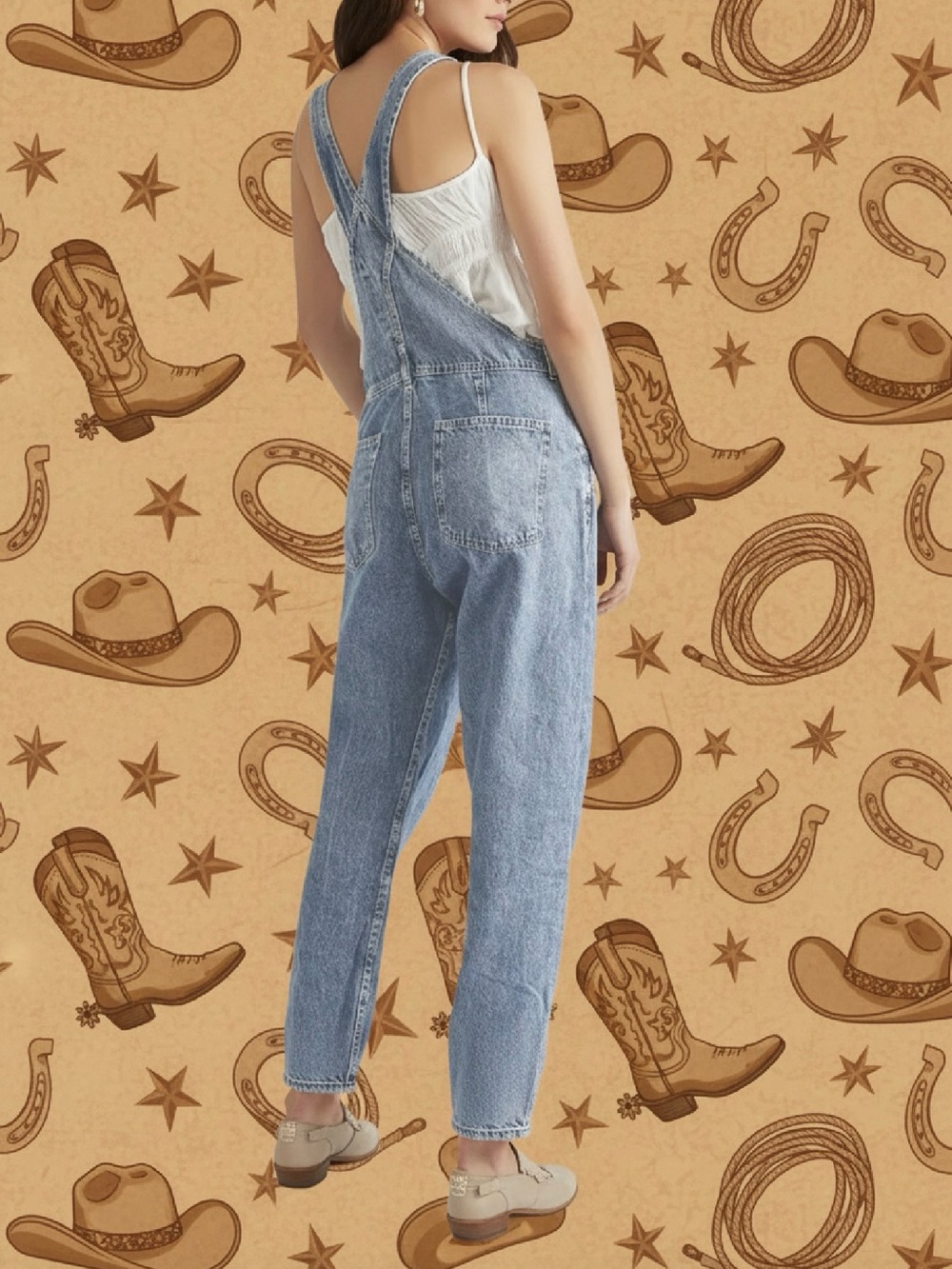Light Blue Denim Baggy Overalls | Size 14/16 | New
